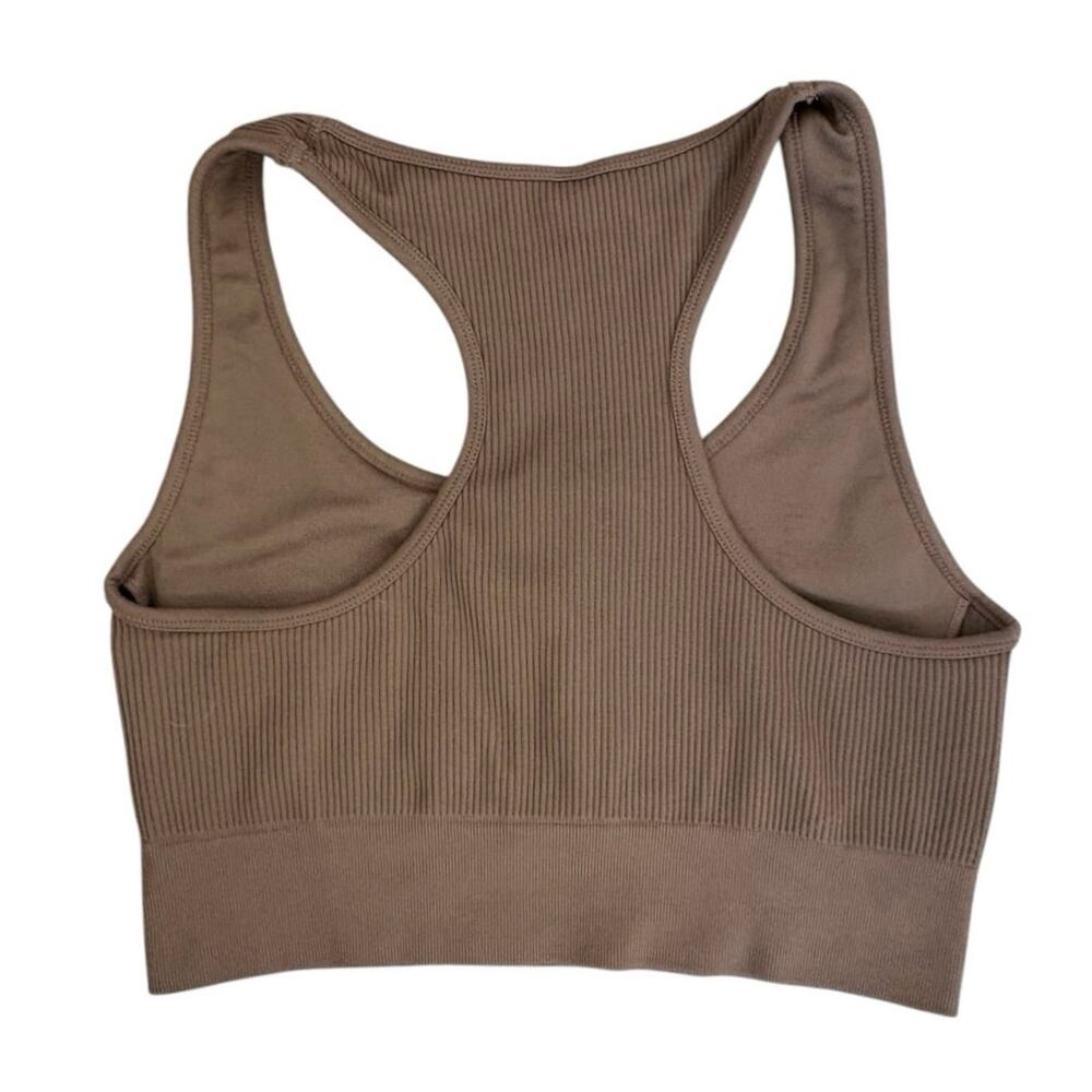 Velocity Seamless Racerback Brown Ribbed Sports Bra Large - Picture 2 of 3